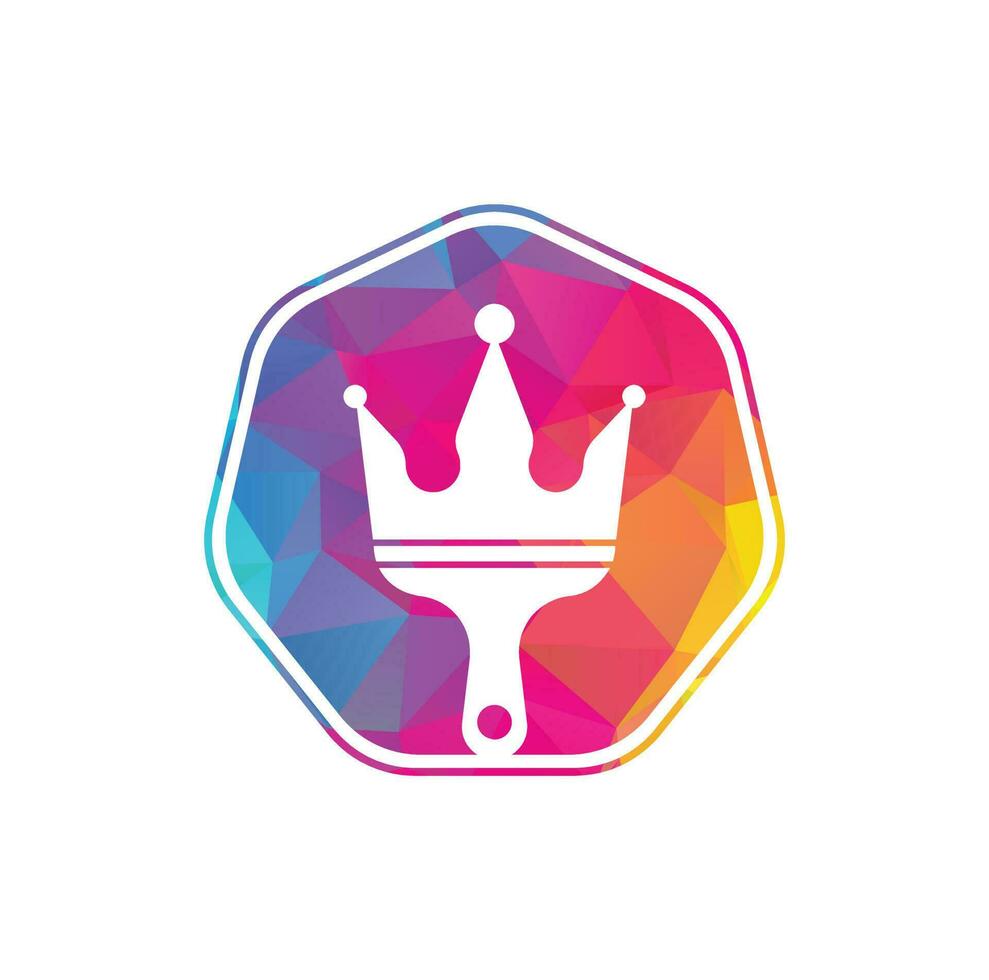 King paint vector logo design. Crown and paint brush icon.