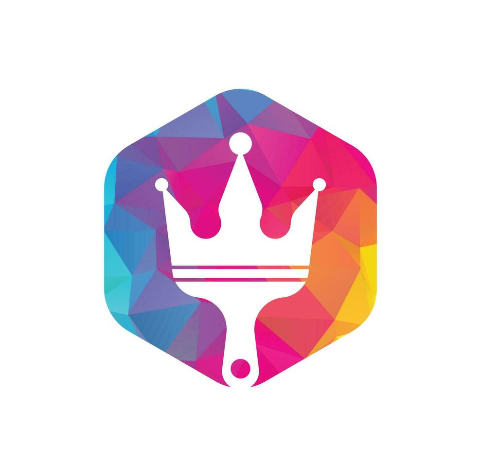 King paint vector logo design. Crown and paint brush icon.