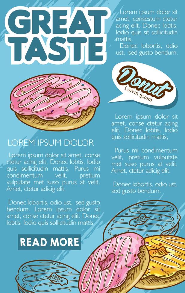 Donut bakery dessert retro sketch poster template vector