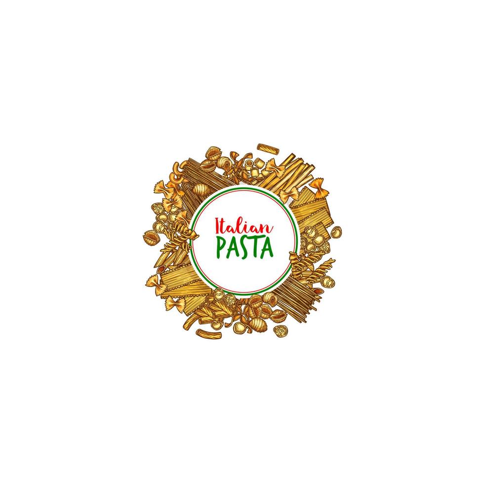 banner de vector de pasta de boceto de espagueti italiano