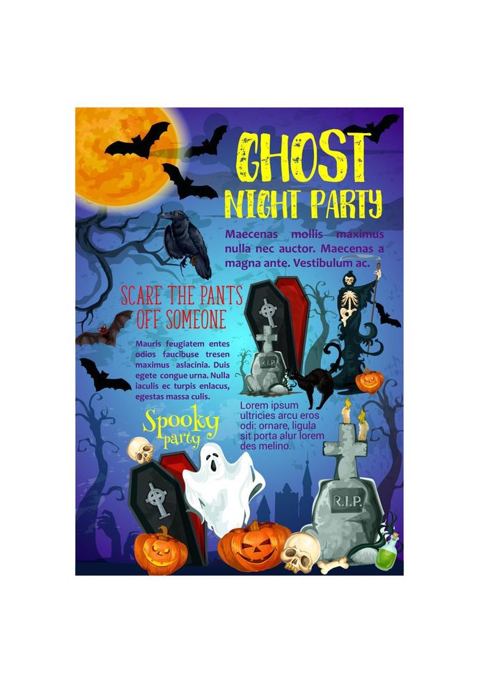 Halloween trick or treat ghost party vector poster