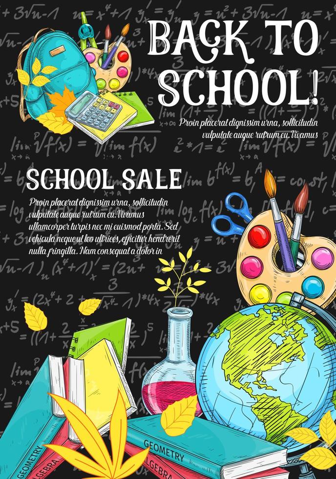 Back to School vector stationery sale sketch