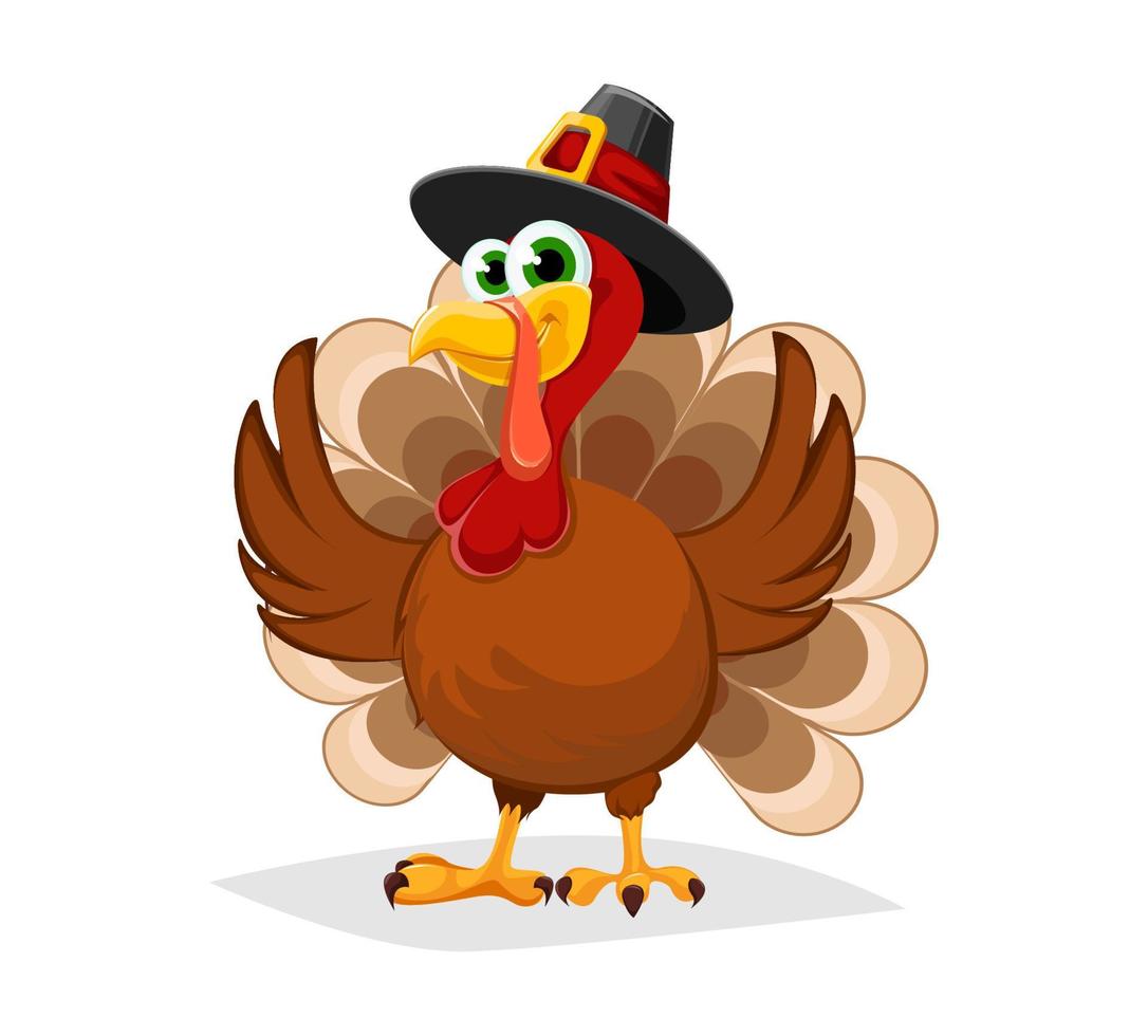 Thanksgiving Day. Funny cartoon character turkey vector