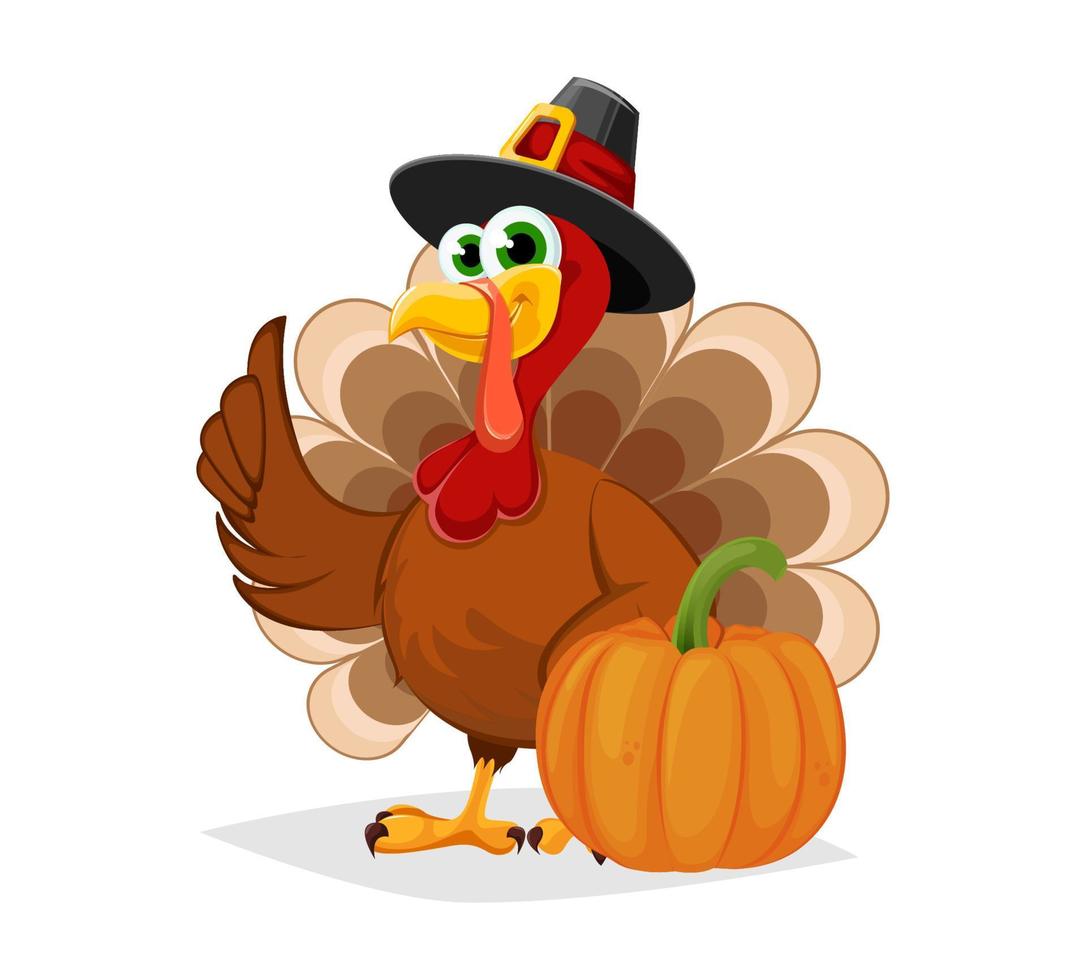 Thanksgiving Day. Funny cartoon character turkey vector