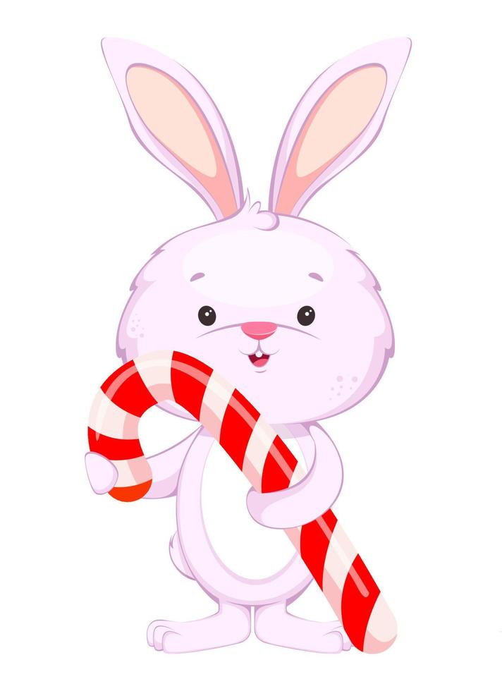 Cute rabbit cartoon character. Funny bunny vector