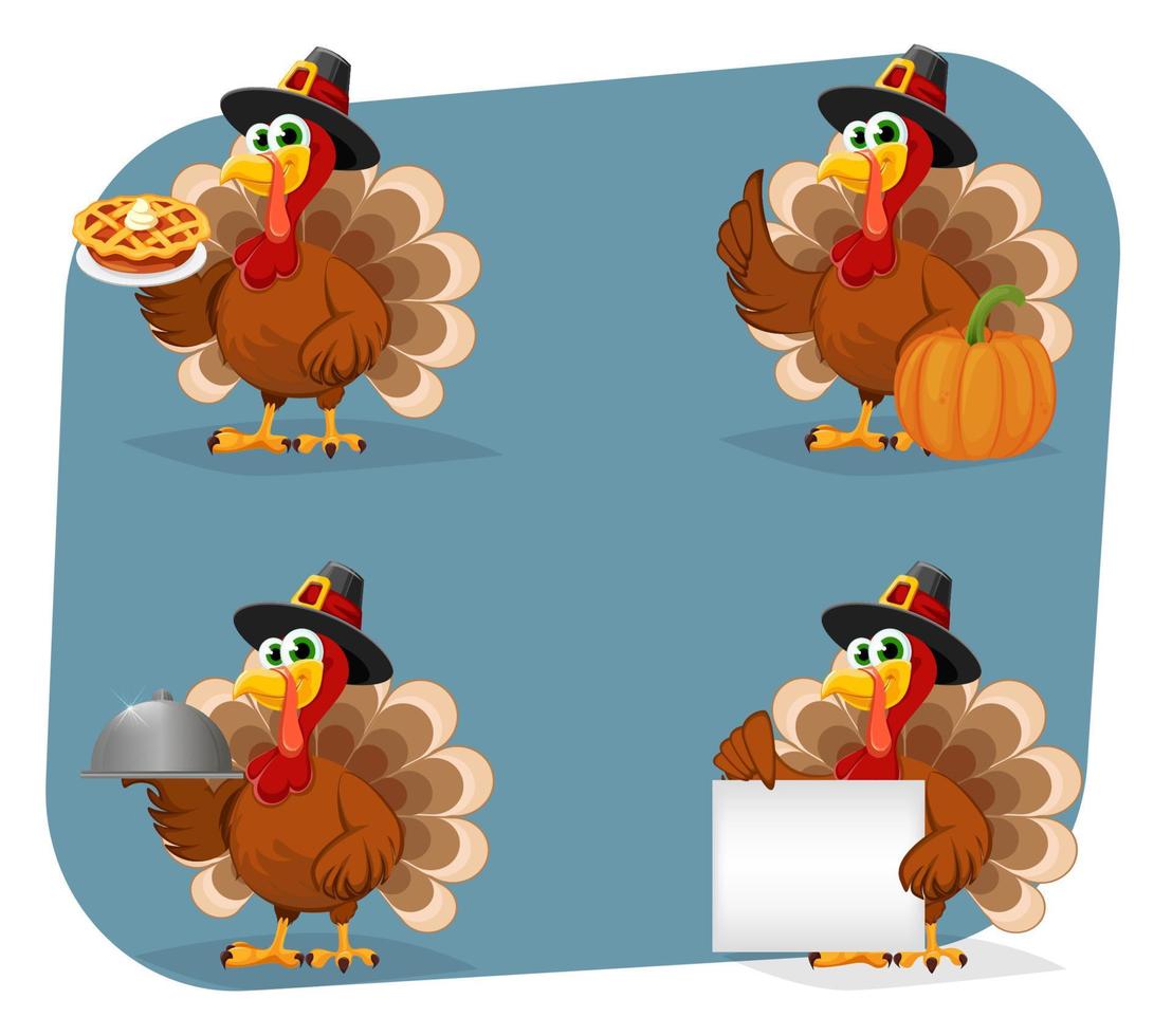 Thanksgiving Day. Funny cartoon character turkey vector