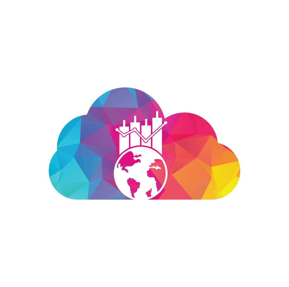 World finance and cloud shape concept logo design concept. World Stats vector logo design template.