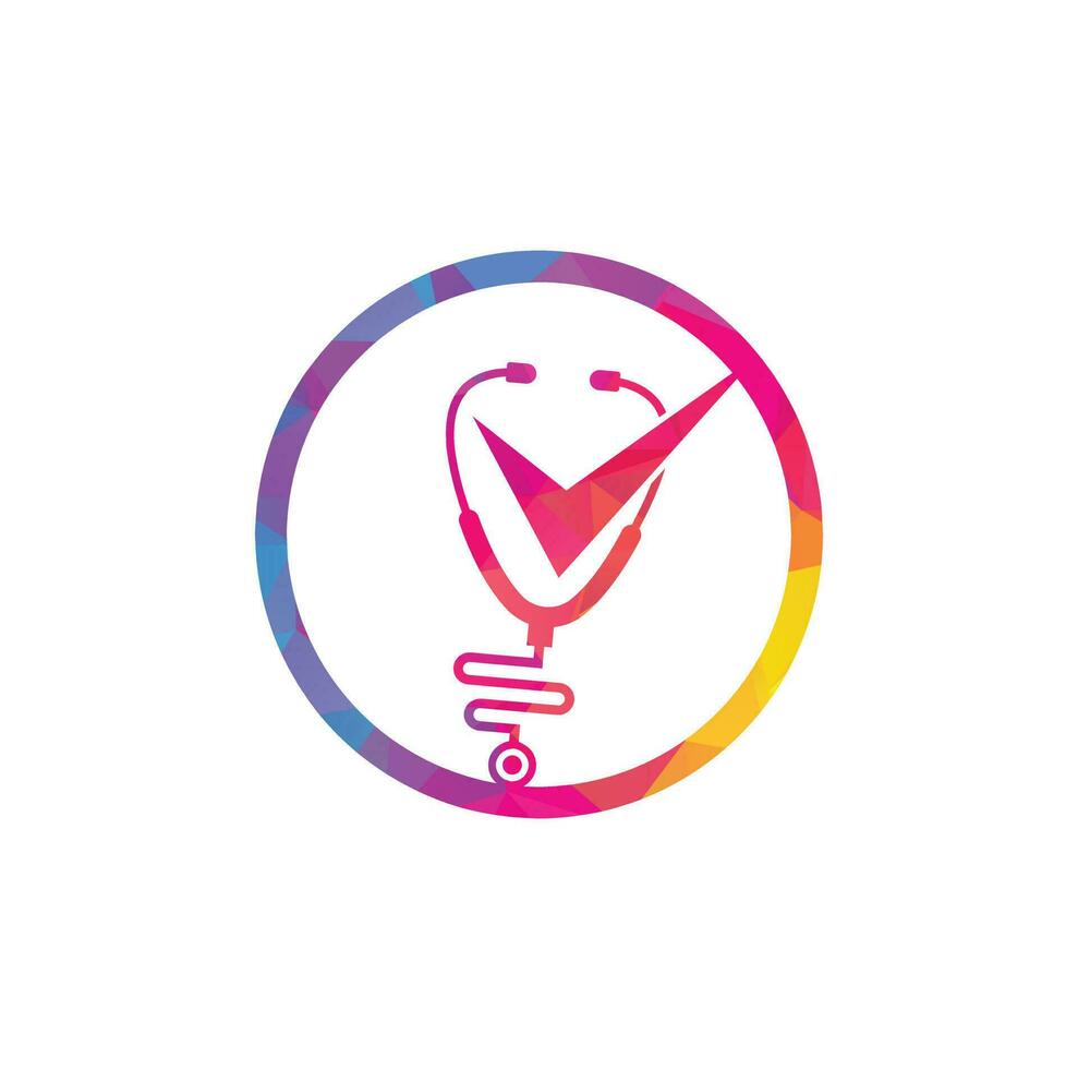 Health check logo design template. Stethoscope icon with checklist shape. Medical Check Up Logo Design Vector Template