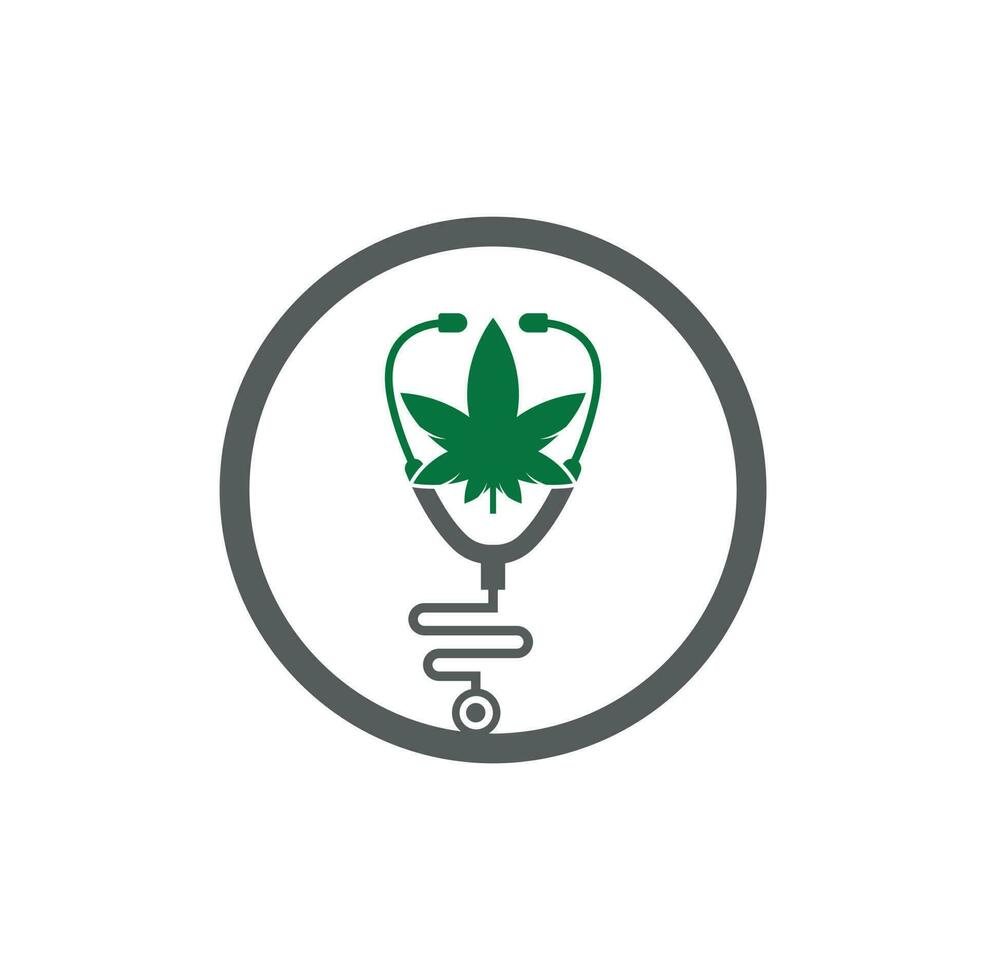 Cannabis Doctor Logo vector. Stethoscope cannabis logo design template. vector
