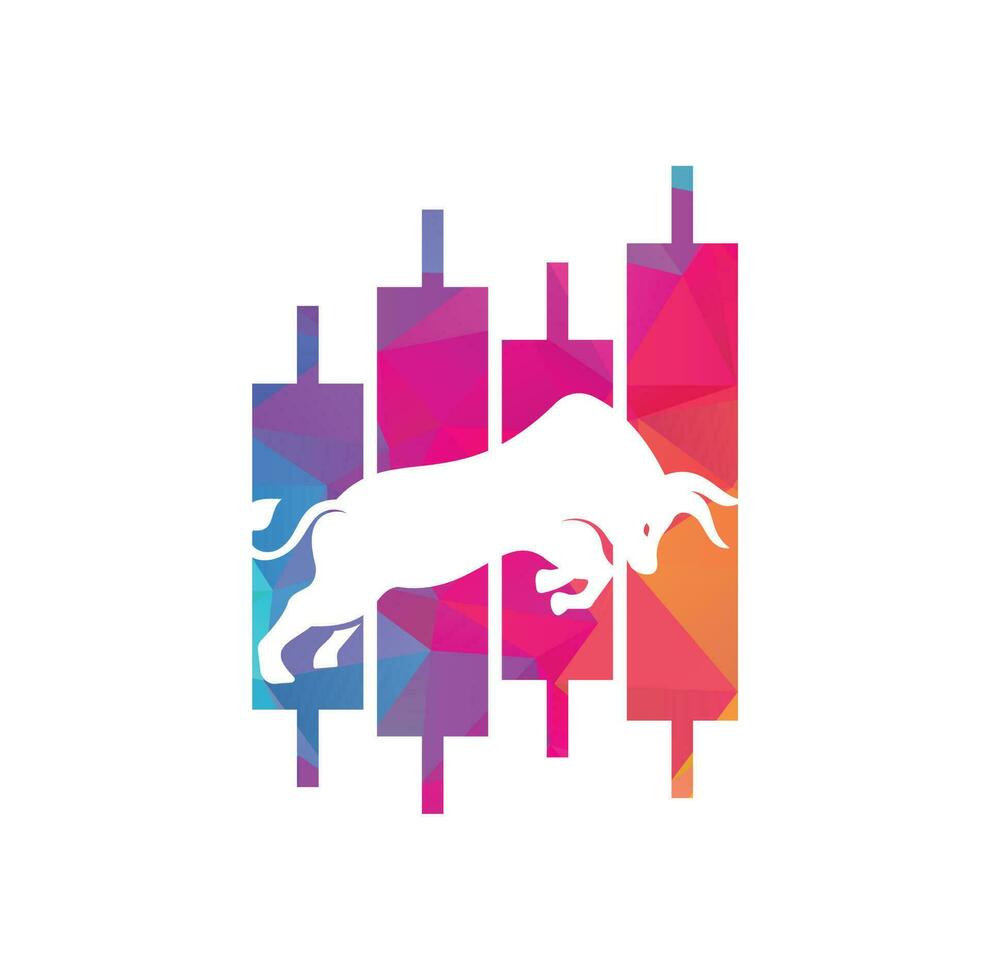 Bullish Trader Logo. Forex bull logo design template vector. Financial bull logo design. Trade Bull Chart. vector