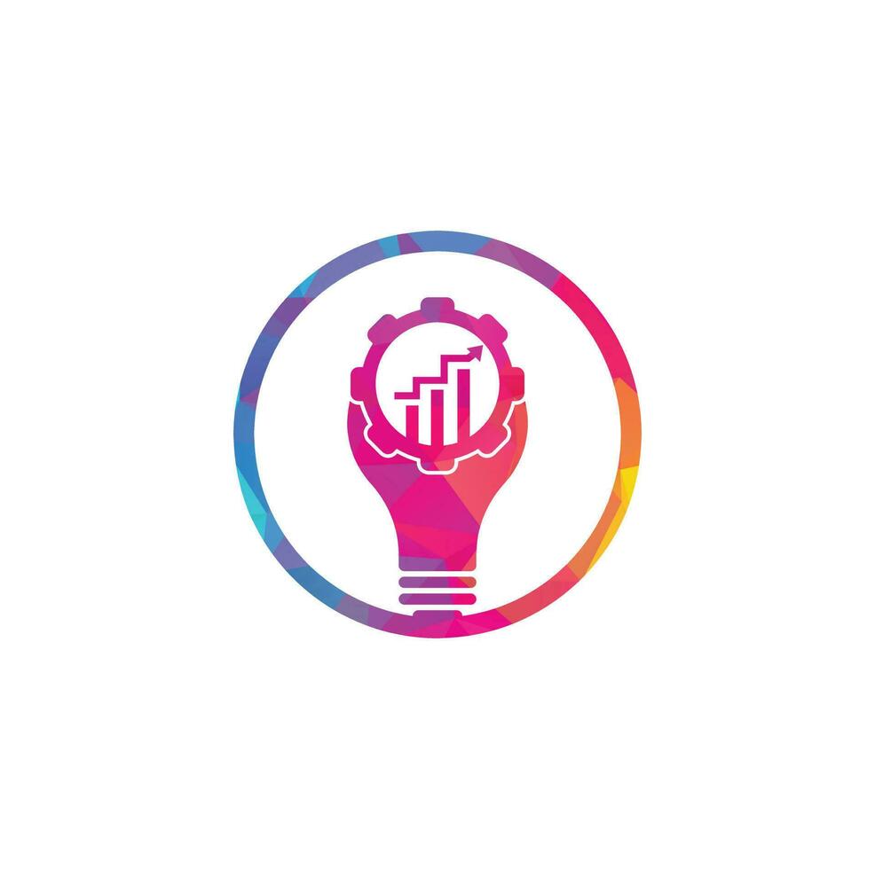 bulb gear finance logo. Light bulb from Gears Logo Template. Cogwheel and Arrow Vector Design.