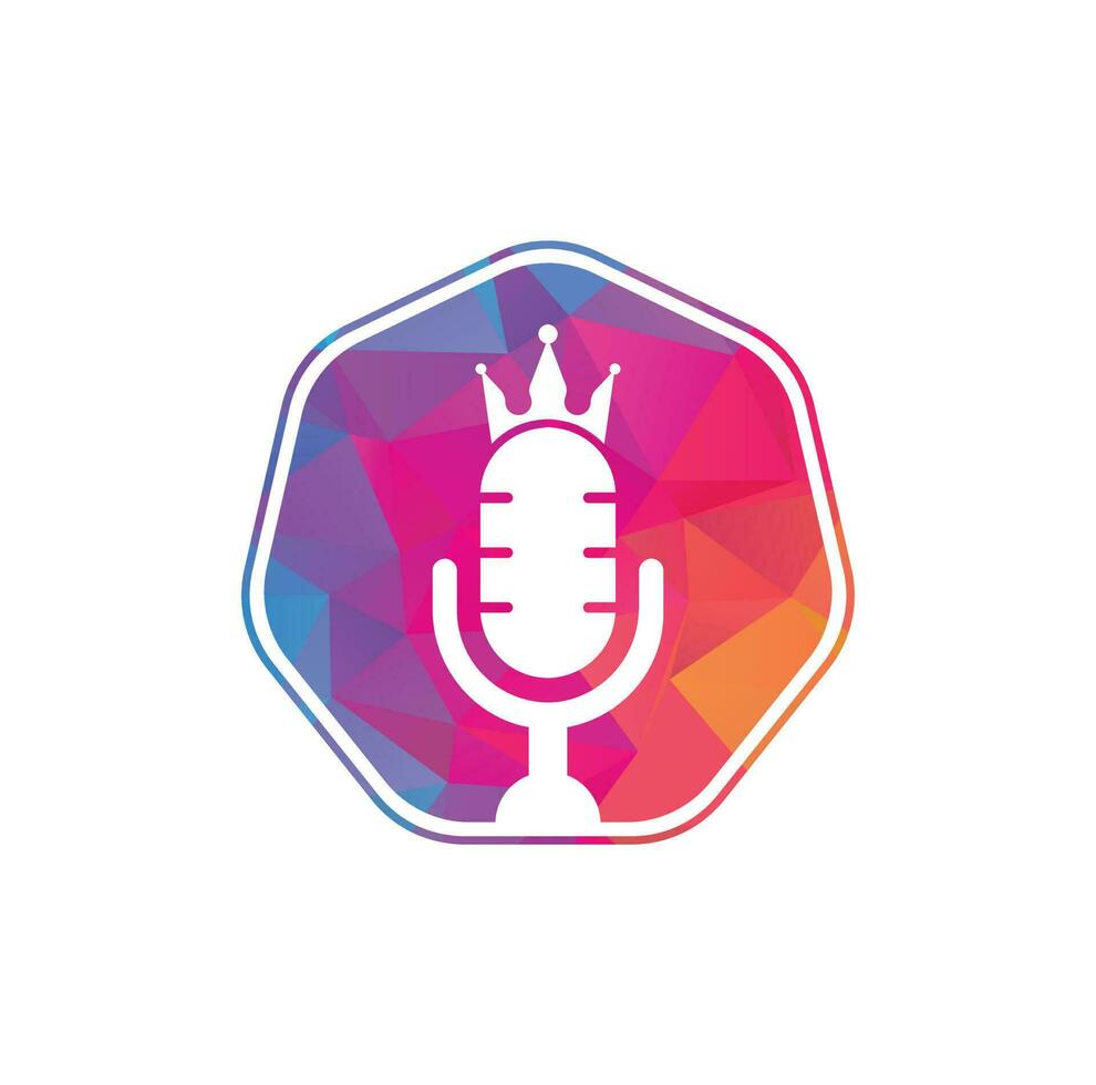 diseño del logotipo del vector del rey del podcast. concepto de diseño del logo de la música king.