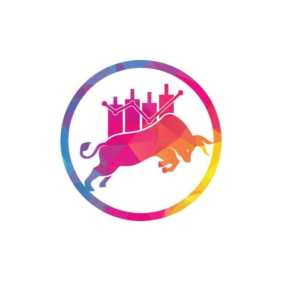 Bullish Trader Logo. Forex bull logo design template vector. Financial bull logo design. Trade Bull Chart. vector