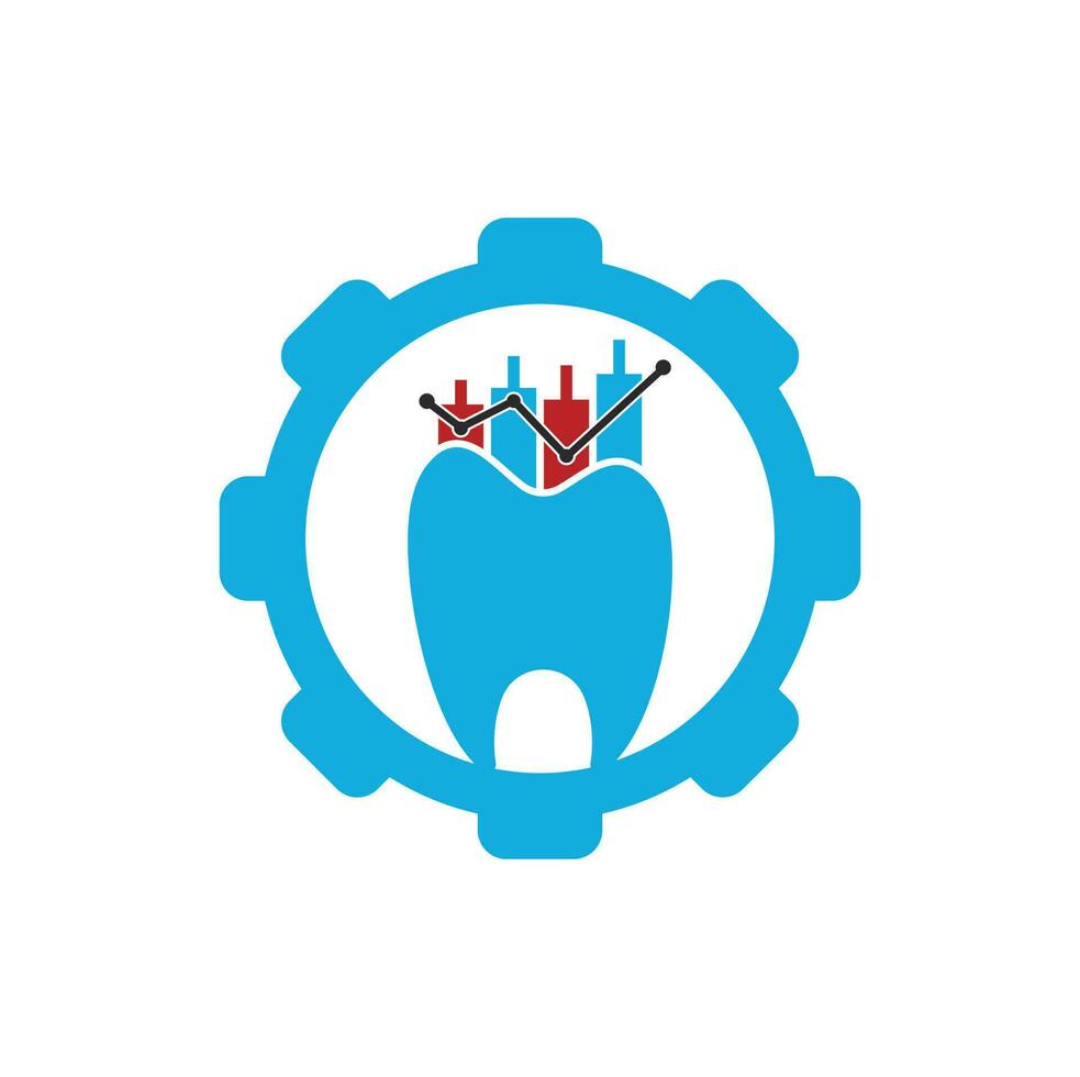 Dental finance gear shape concept icon logo. Dental stat vector logo design template.