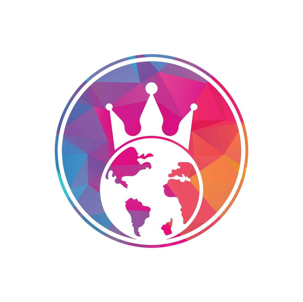 King Planet Vector Logo Design. Globe King Logo Icon Design.