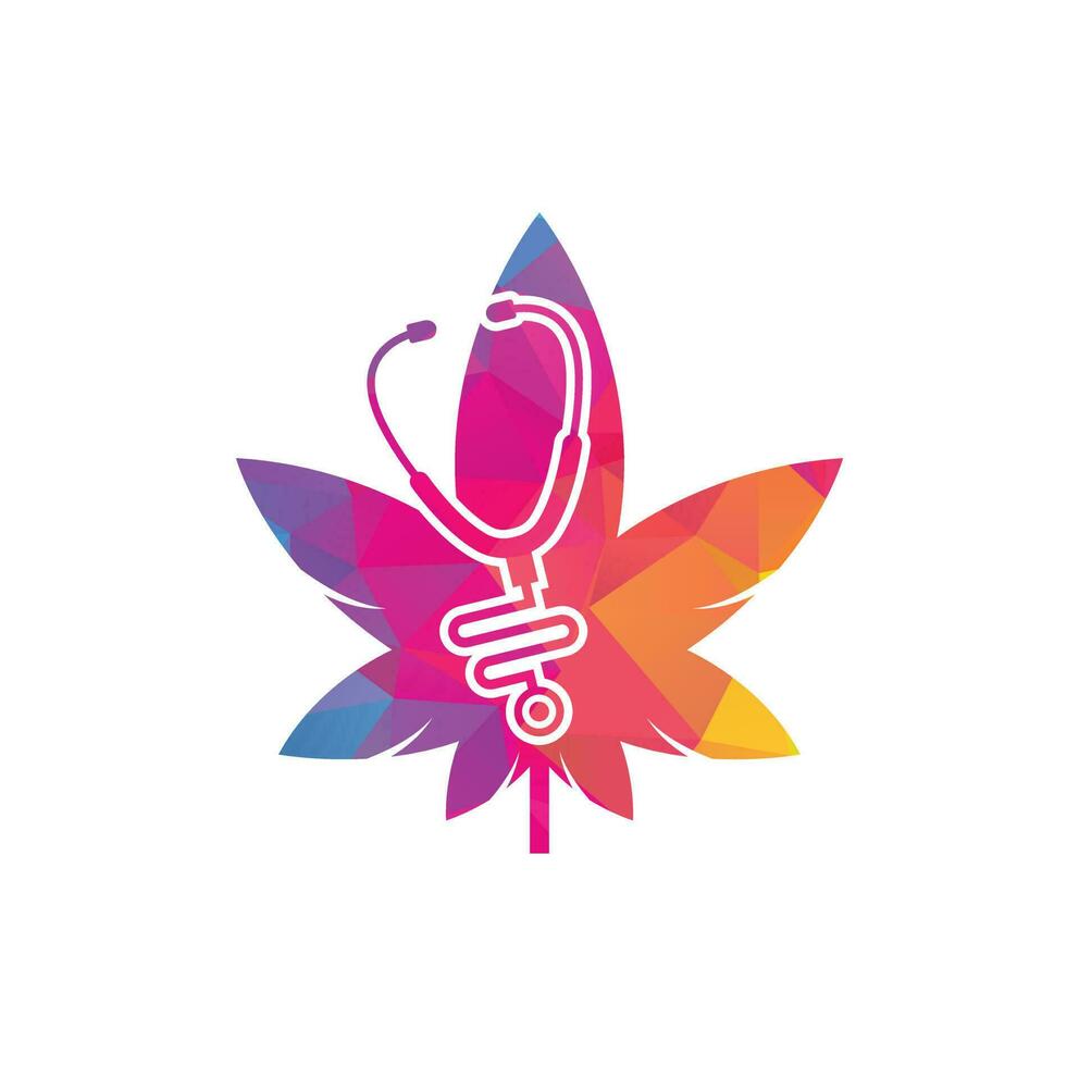 vector del logotipo del médico de cannabis. plantilla de diseño de logotipo de cannabis estetoscopio.