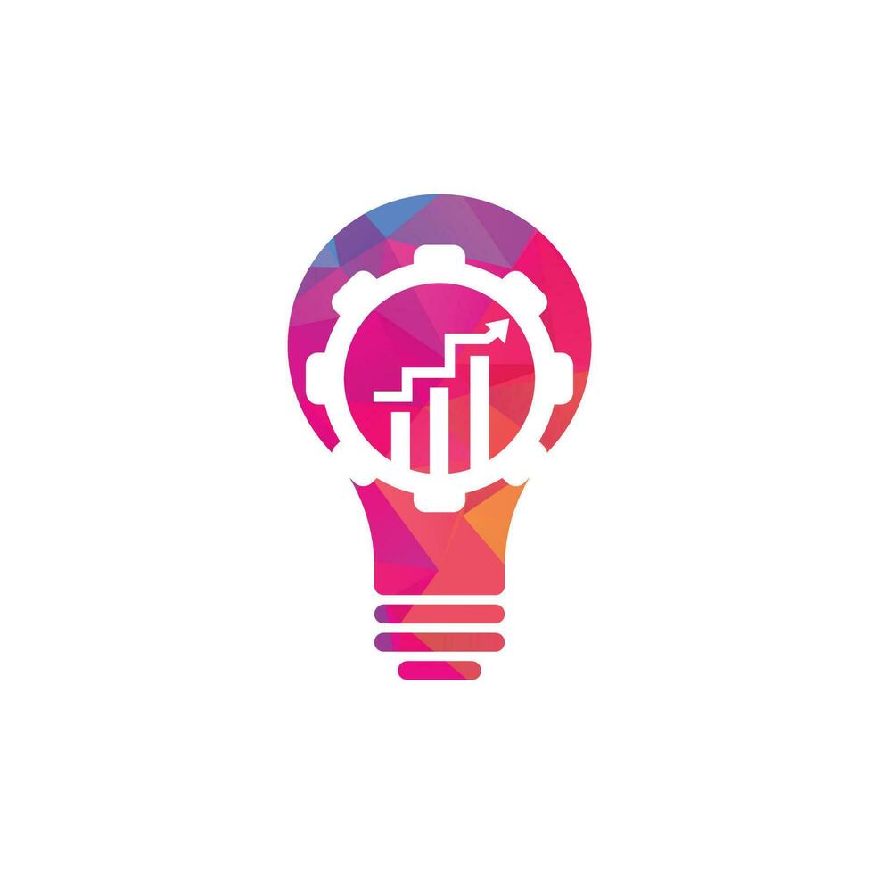 bulb gear finance logo. Light bulb from Gears Logo Template. Cogwheel and Arrow Vector Design.