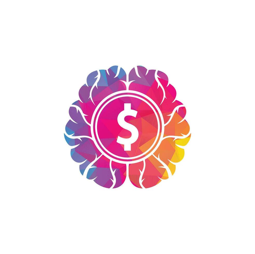 elemento de diseño de logotipo de icono de cerebro de dinero. diseño de icono de logotipo de cerebro de finanzas vector