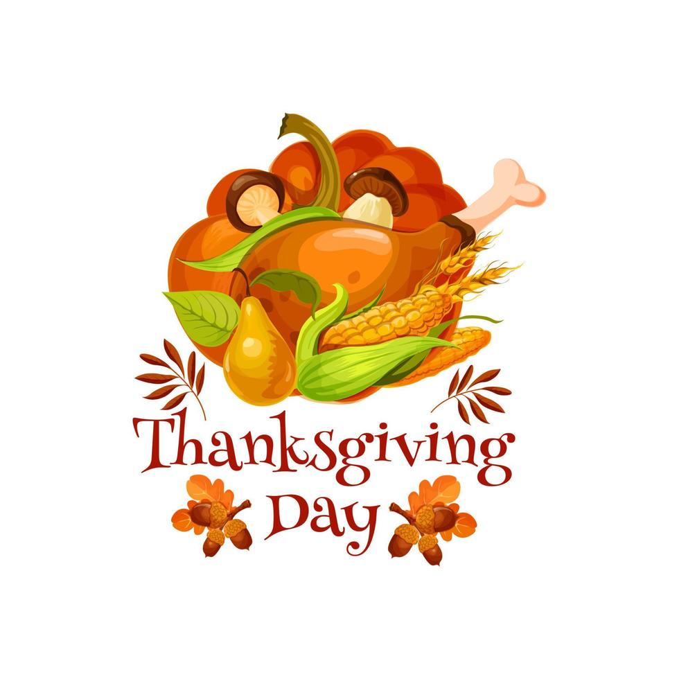 Thanksgiving Day poster for autumn holiday design vector