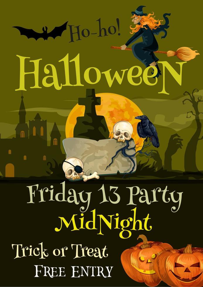 cartel de vector de fiesta de truco o trato de halloween