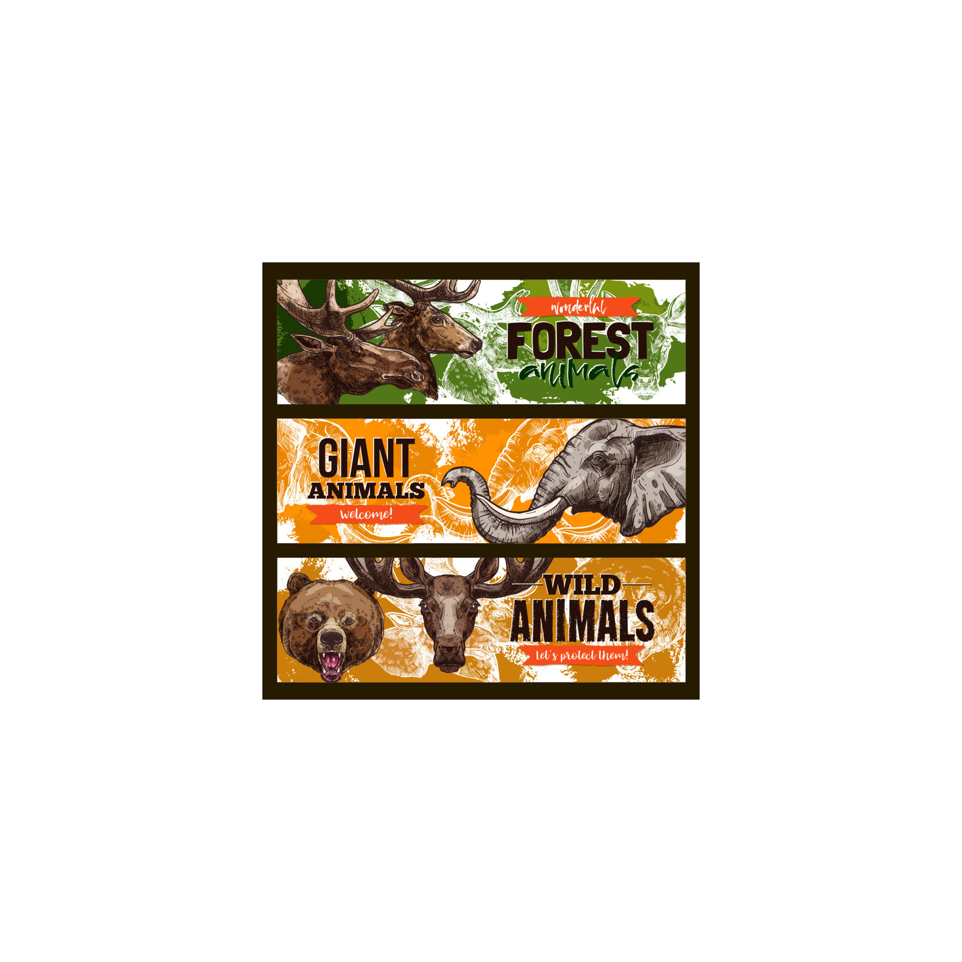 Wild animals vector zoo or save animal banners 13061684 Vector Art at Vecteezy Wild animals vector zoo or save animal banners 13061684 Vector Art at Vecteezy