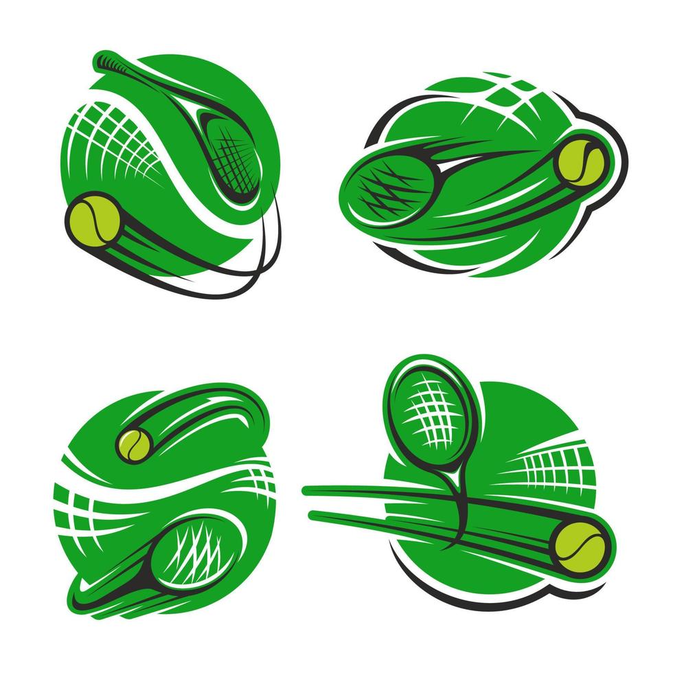 tenis deporte club raqueta y pelota vector iconos