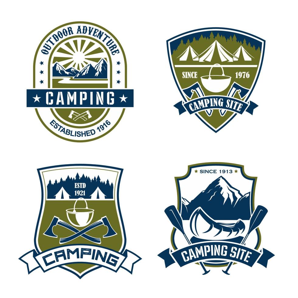 Vector icons for camping site mountain adventure