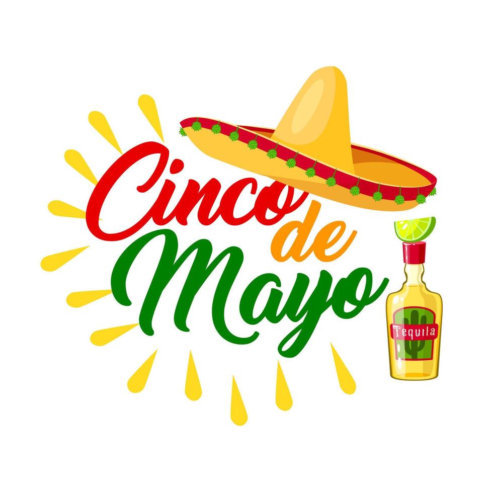 Cinco de Mayo mexican holiday icon with sombrero vector