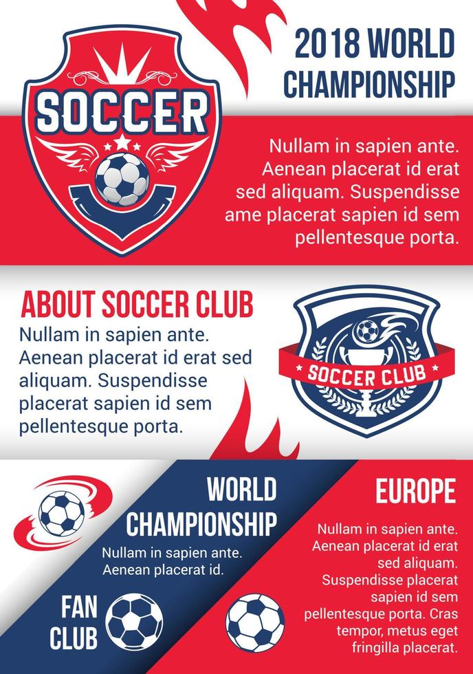 Soccer championship match poster of football sport vector