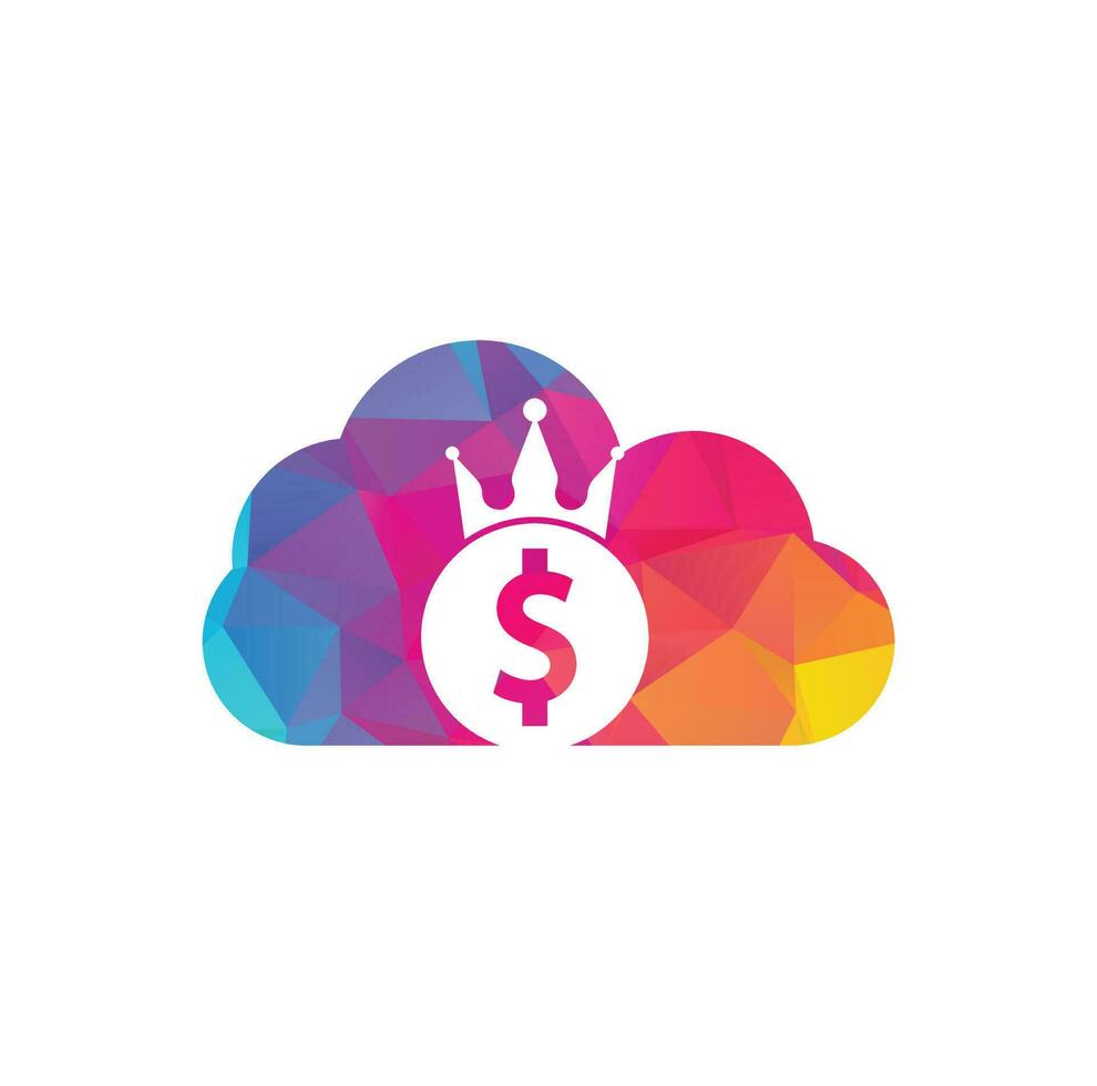 dólar rey nube forma logotipo diseños concepto vector. vector de icono de dinero de corona.