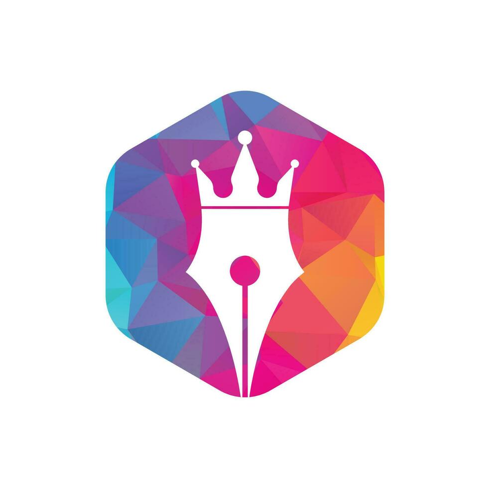 King pen vector logo design. Royal Pen crown Logo design vector template.