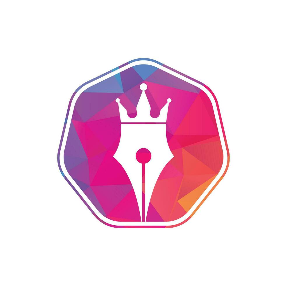 King pen vector logo design. Royal Pen crown Logo design vector template.