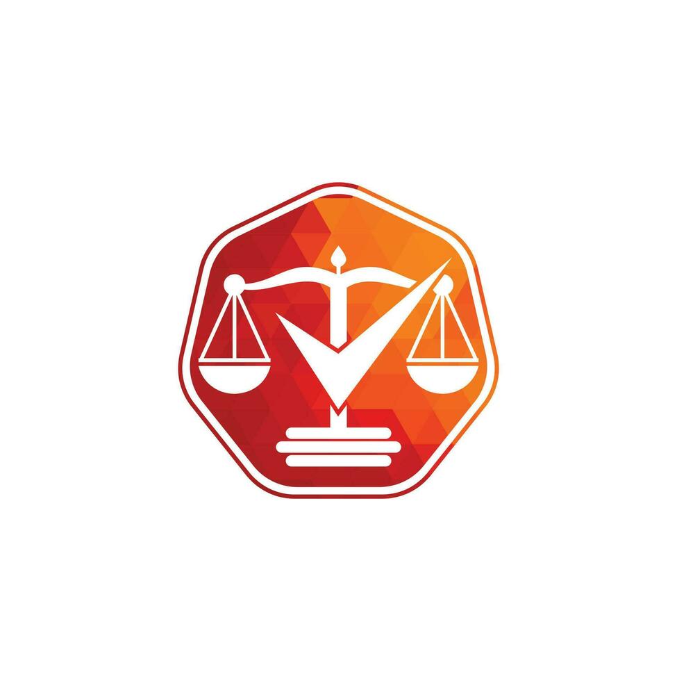 Law firm vector logo design. Law scale with check sign icon vector design.