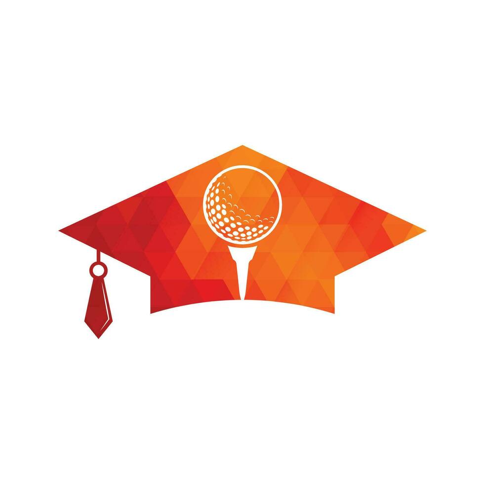 Graduation hat and golf ball logo design. Golf School Icon Logo Design Element. Golf Academy Logo Vector Icon.