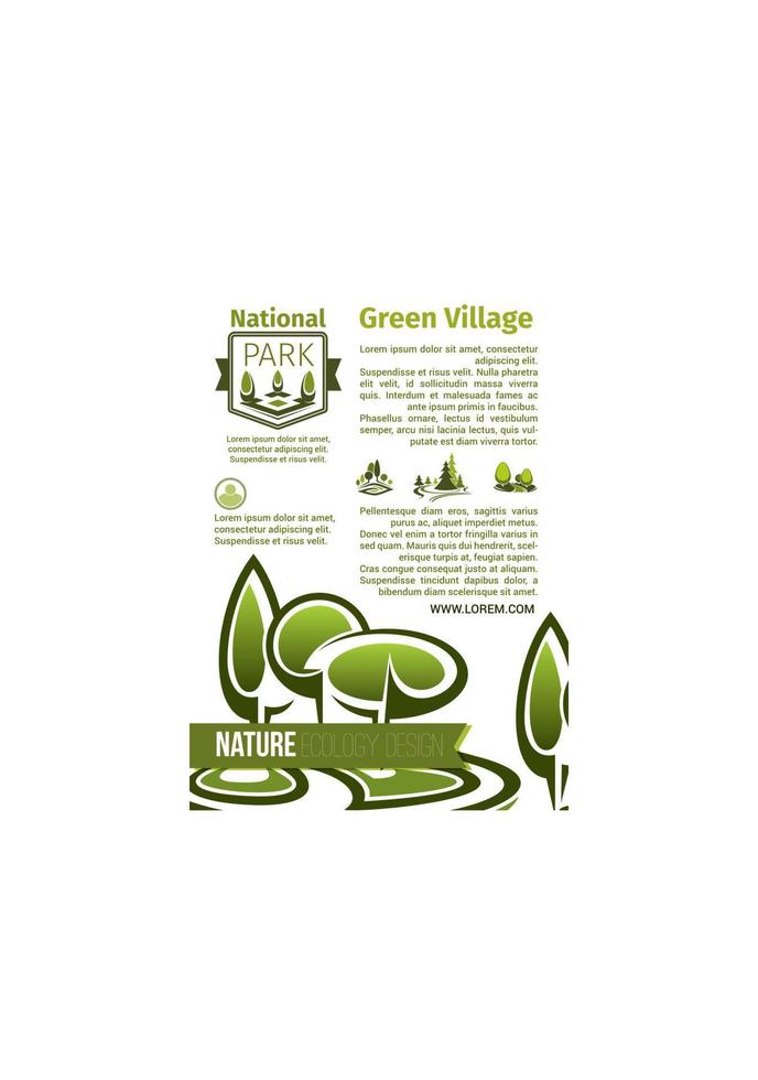 Green parks landscape design vector poster