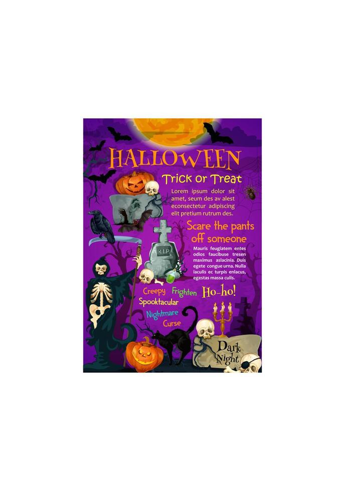 Halloween holiday trick or treating poster design vector