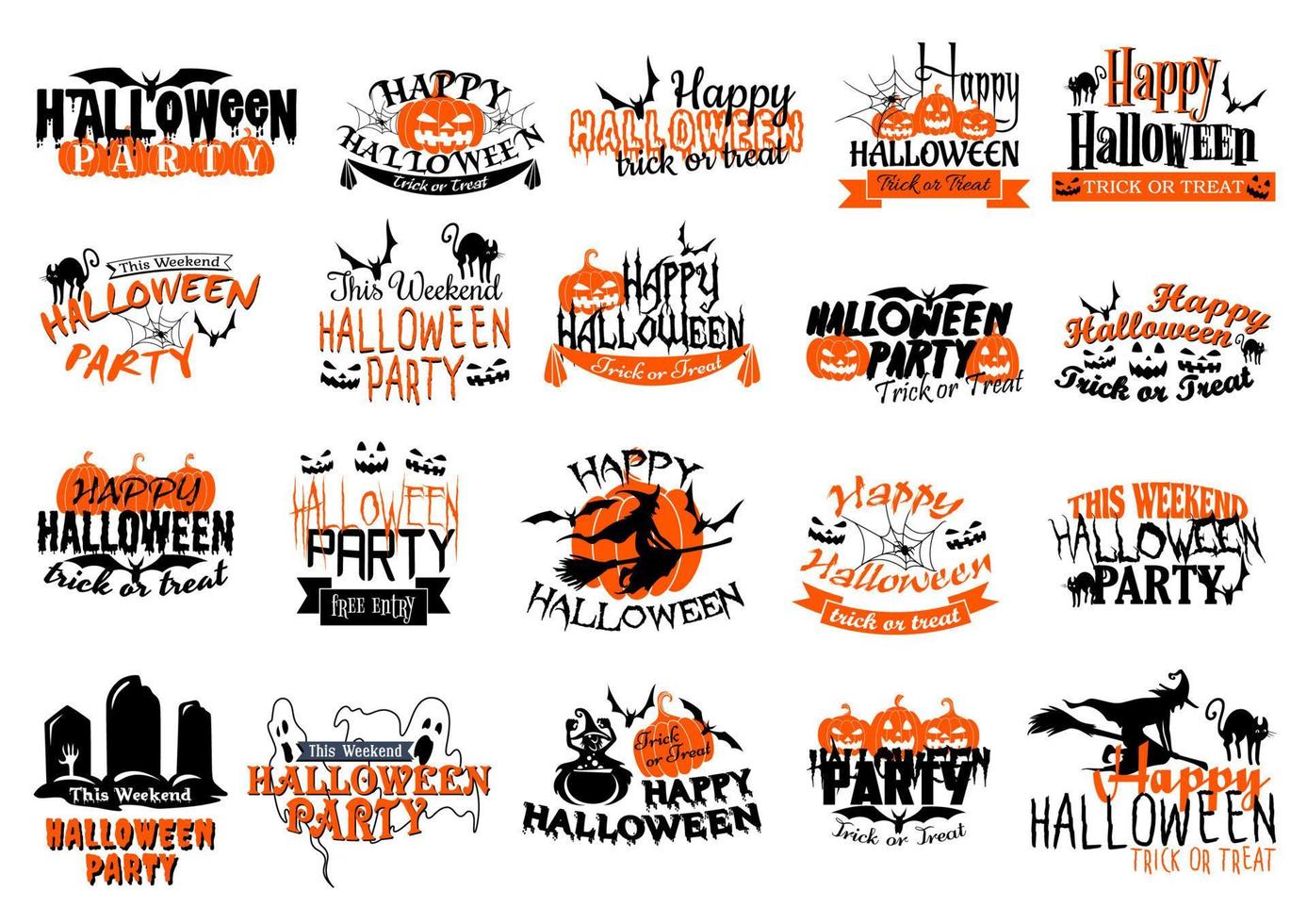 Vector icons for Happy Halloween party holiday