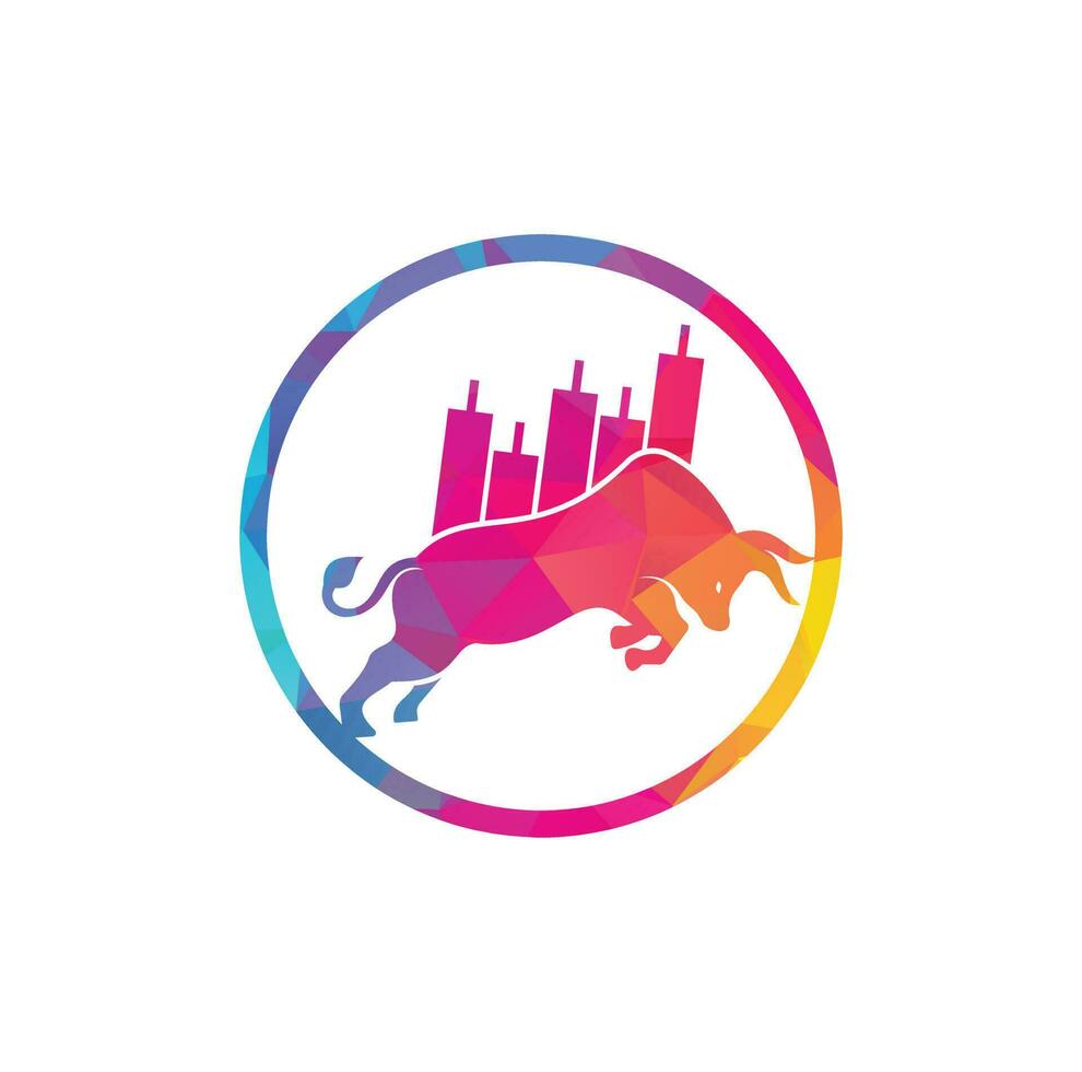 Bullish Trader Logo. Forex bull logo design template vector. Financial bull logo design. Trade Bull Chart. vector