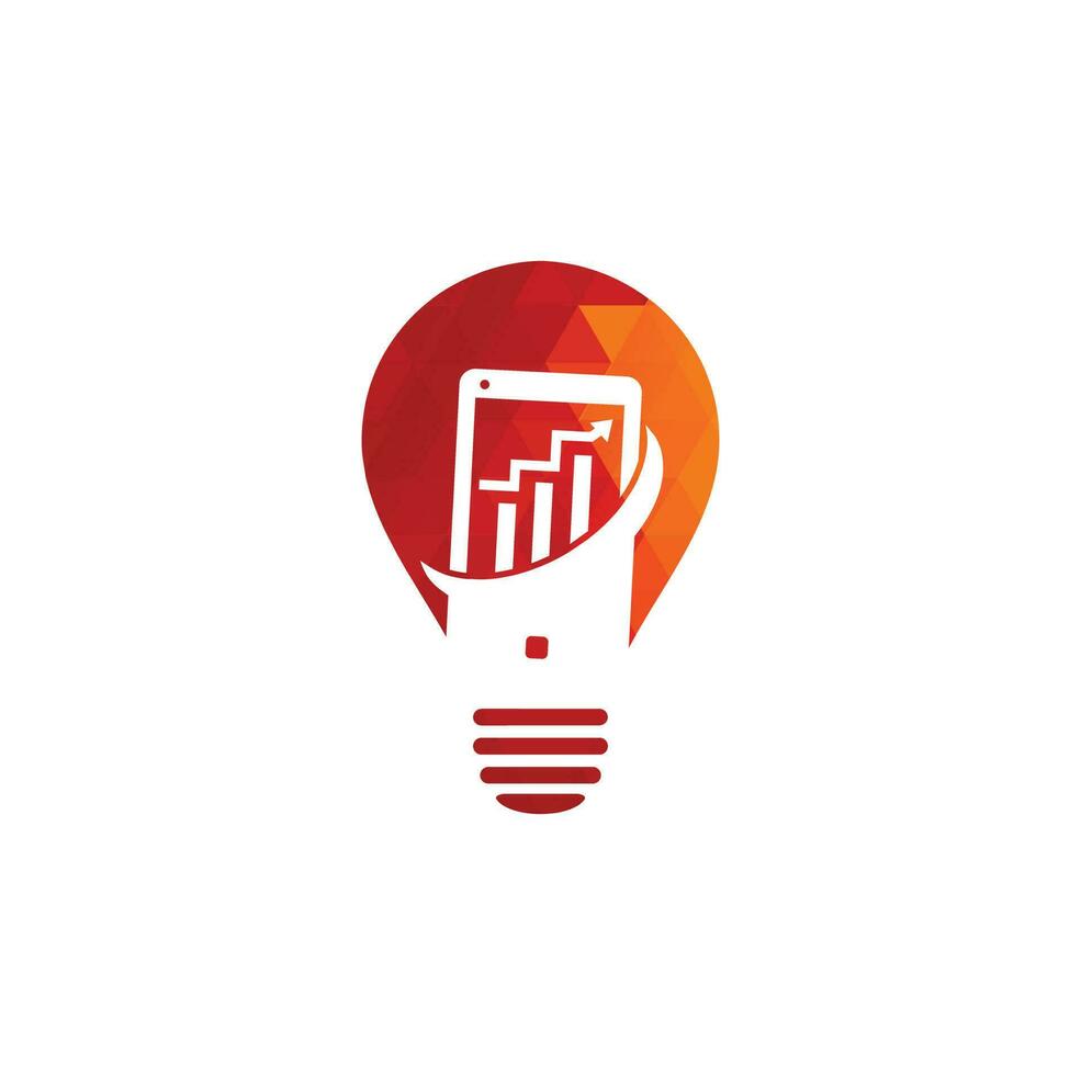 Mobile Graph bulb shape Logo Template Design. Phone analytics marketing vector logo template