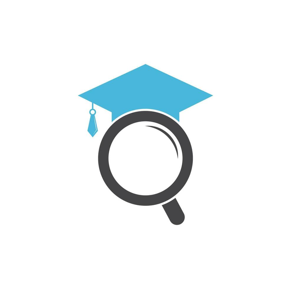 Graduate Hat and Magnifying Glass logo design. Student finder vector logo template.