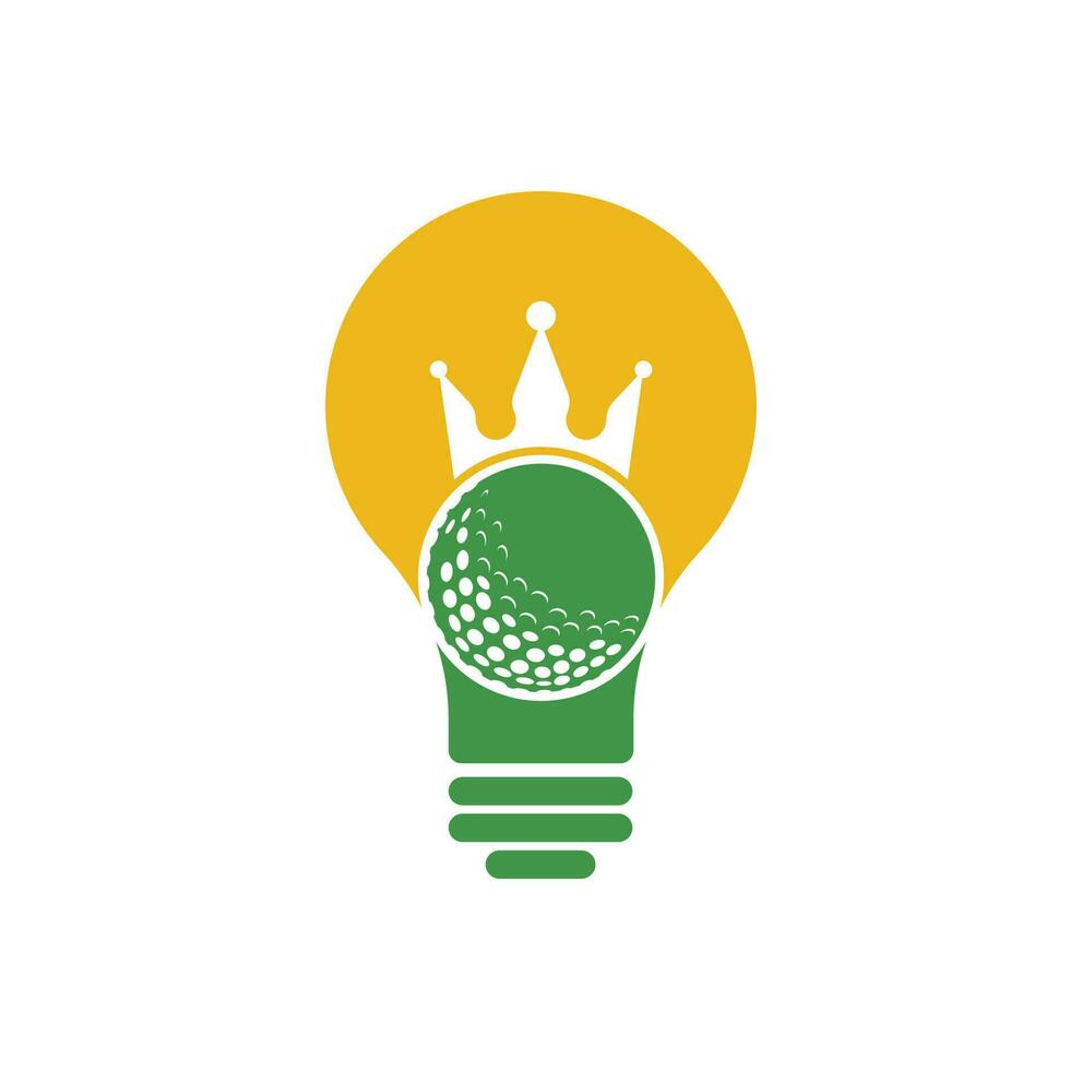 rey golf bulbo forma concepto vector logo diseño. pelota de golf con icono de vector de corona.