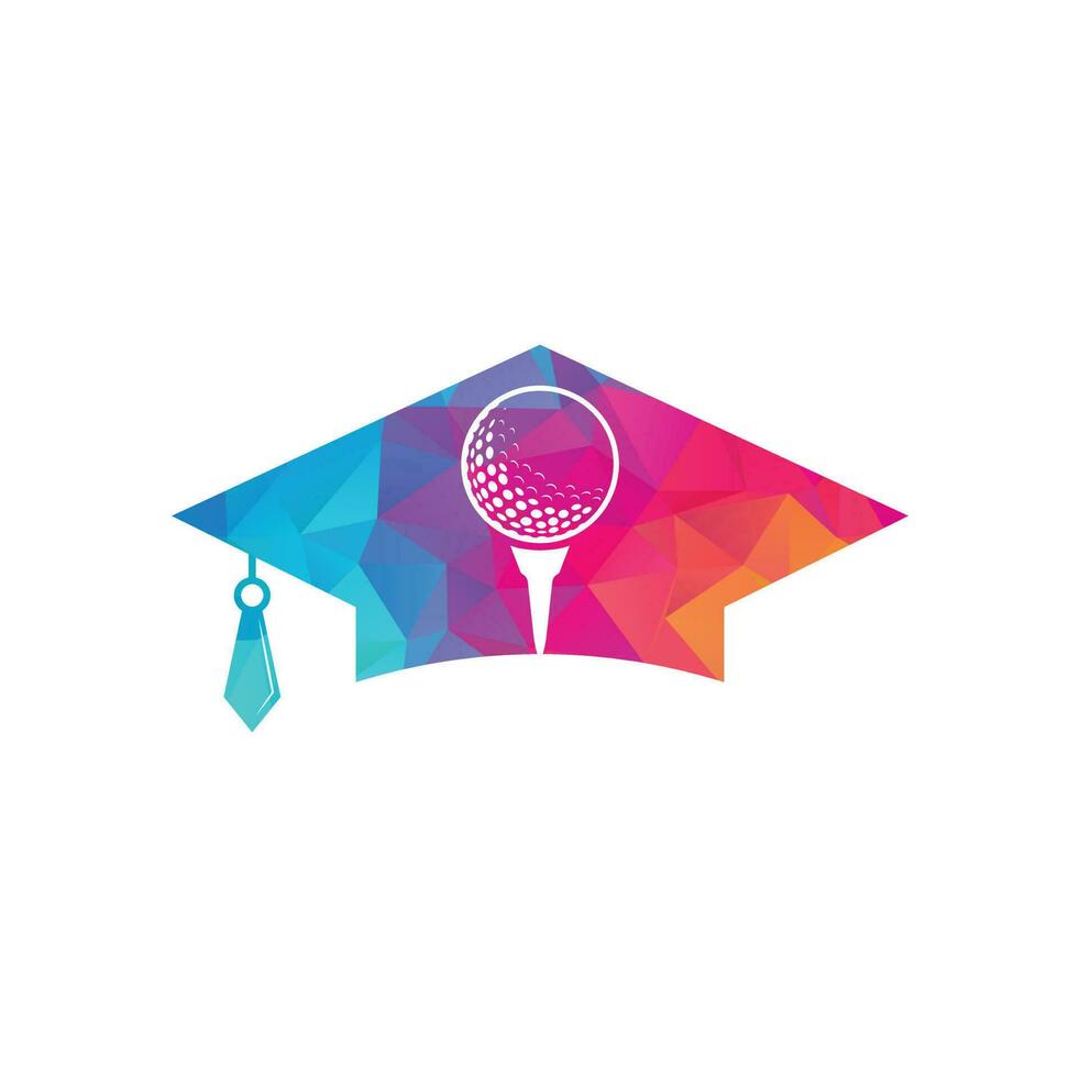 Graduation hat and golf ball logo design. Golf School Icon Logo Design Element. Golf Academy Logo Vector Icon.
