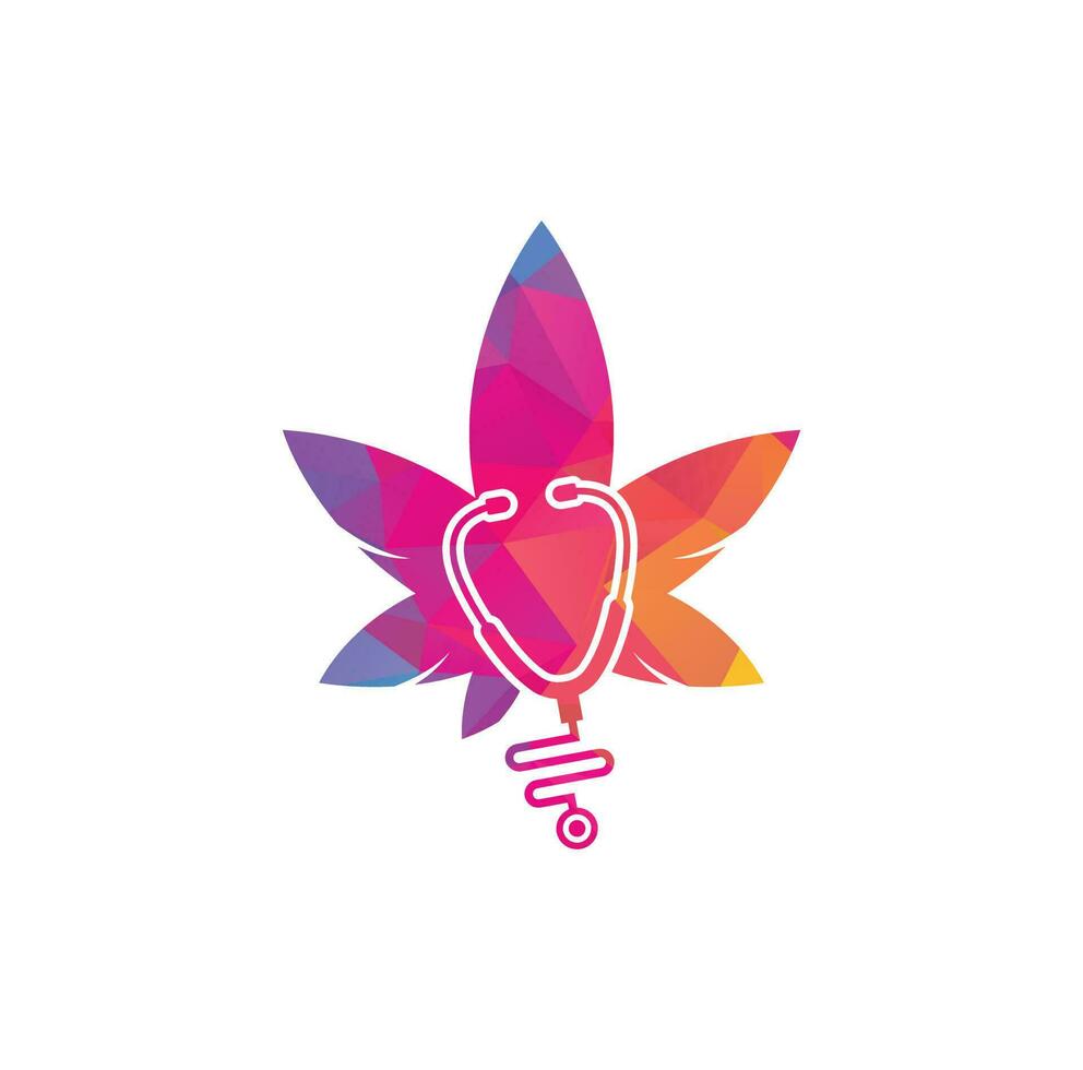 vector del logotipo del médico de cannabis. plantilla de diseño de logotipo de cannabis estetoscopio.