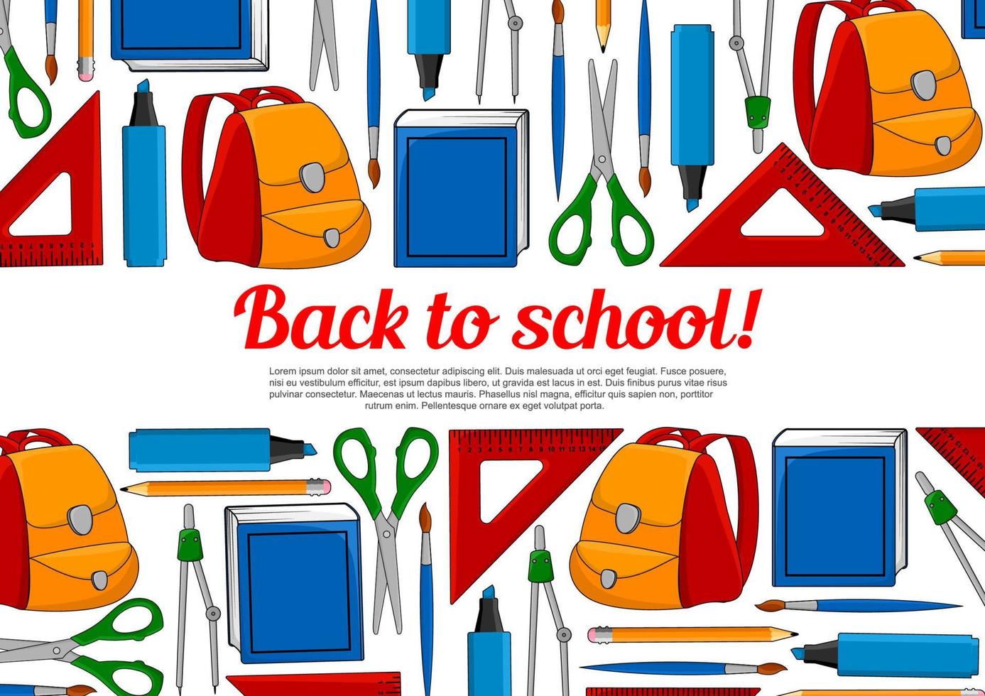 Back to School vector education poster