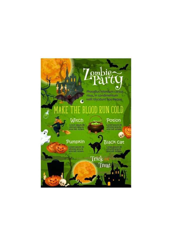 Halloween horror party banner with ghost house vector