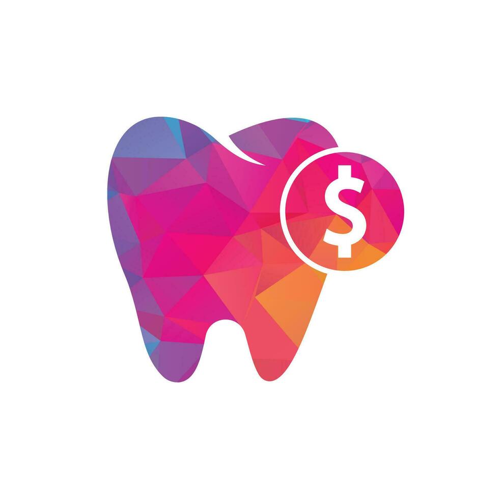 vector del logotipo del dólar dental. icono de vector de moneda de diente y dólar. símbolo de dinero de ahorro dental, ilustración de logotipo.