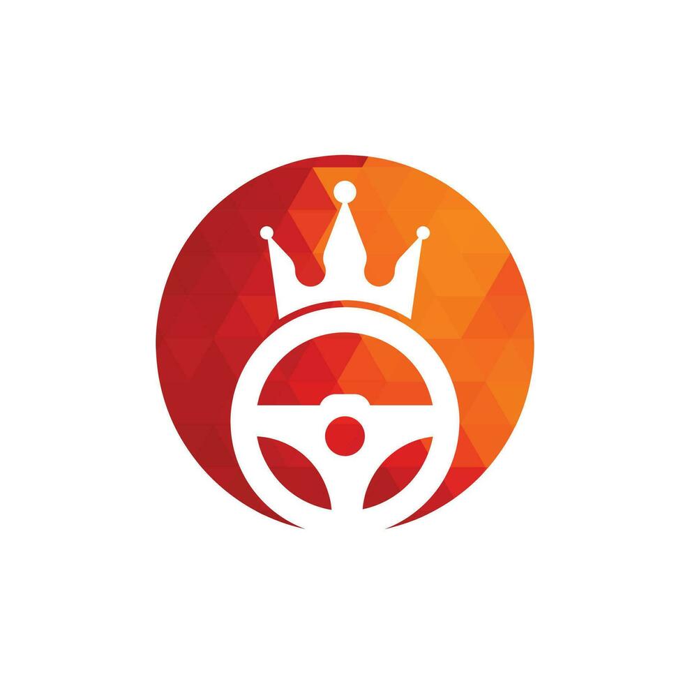 Drive king vector logo design. Steering and crown icon.