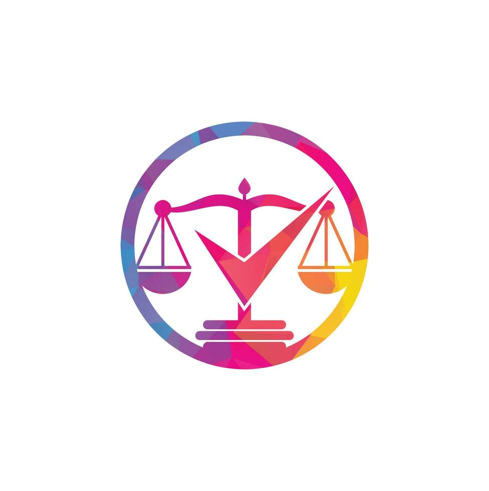 Law firm vector logo design. Law scale with check sign icon vector design.