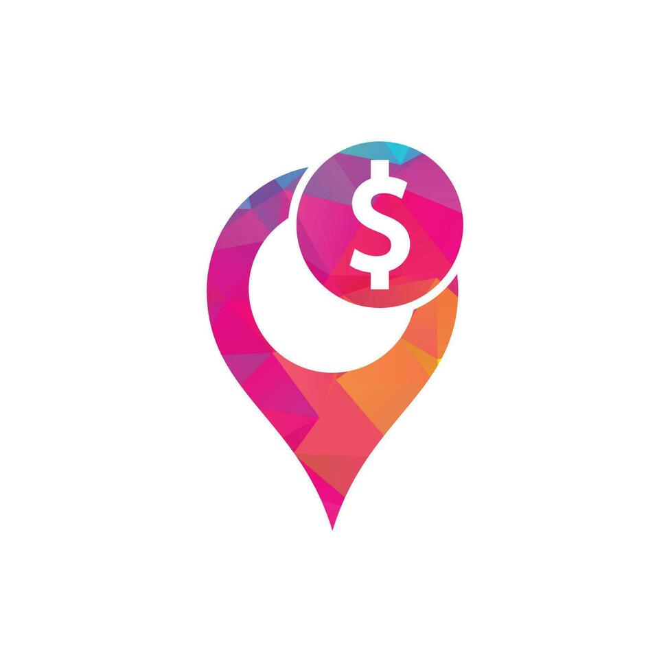 pin location with money. the location of the money. Bank atm location icon. vector