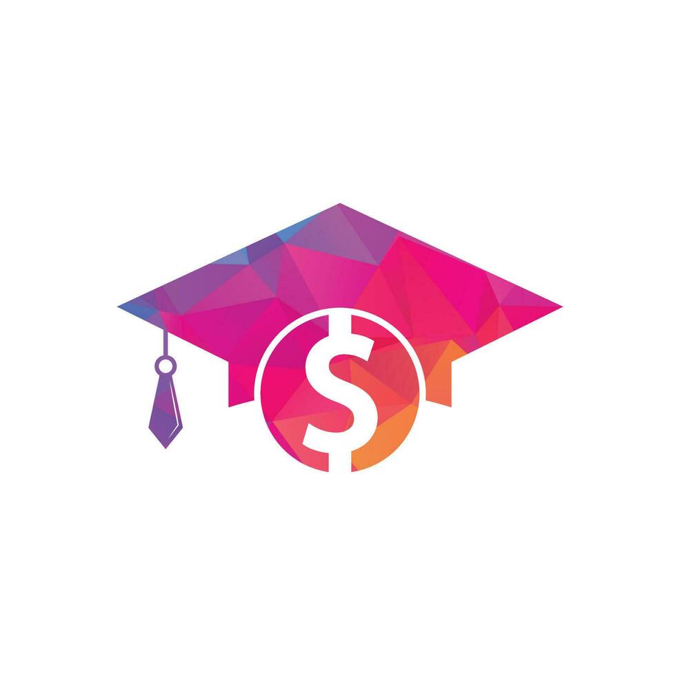 Graduation Cap Dollar Coin Icon Vector. Financial Investment Eduction Illustration. vector